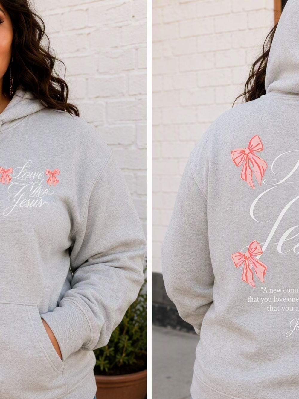 Love Like Jesus Bow Zip-Up Hoodie